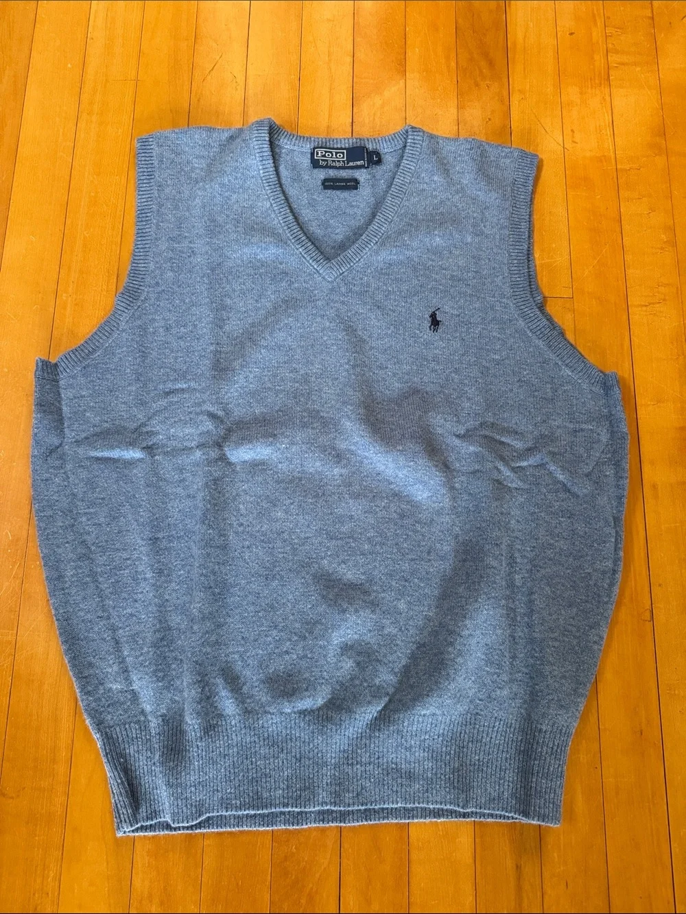 Polo Ralph Lauren vintage Light Blue V-Neck lambswool Sweater Vest men’s L